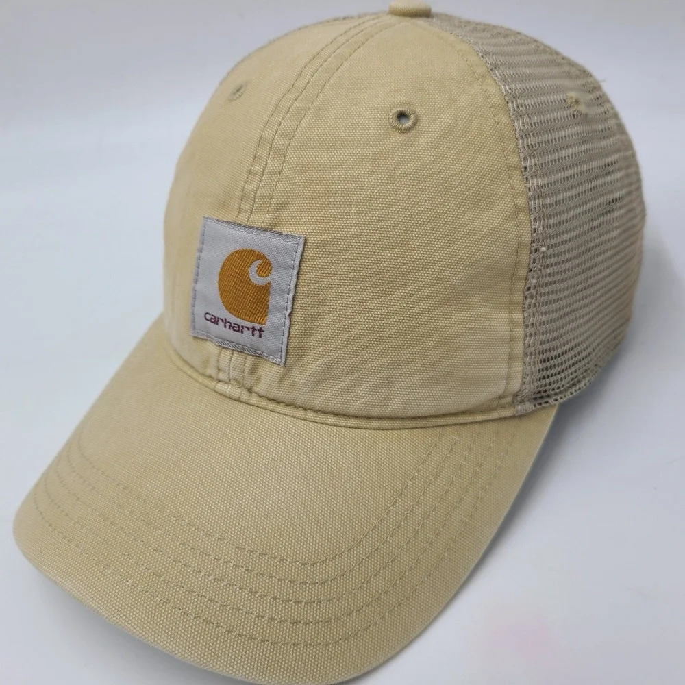 Carhartt‎ Hat Snapback Trucker Mesh Gold Beige Workwear Outdoors Hunt Fish Men